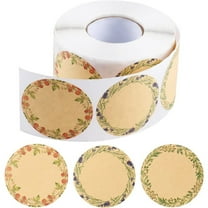 MODANU 1 Roll 500Pcs Self-Adhesive Kraft Paper Labels, 2 Inch Round Writable Stickers for Jar Lid Canning Label Seal Envelopes Gift Box, Brown