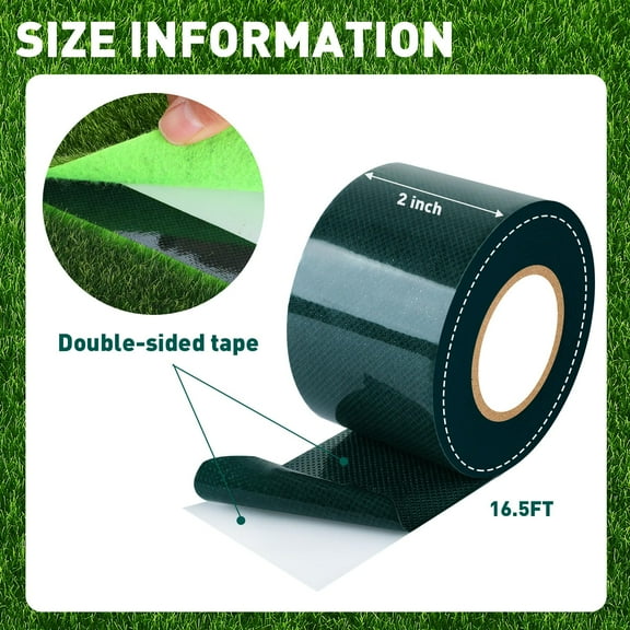 MODANU 1 Roll Artificial Grass Tape 1.97" x 32.8 ft Double-Sided Carpet Artificial Turf Rolls Seam Tape Extra Strong Self-Adhesive Turf Tape for Lawn Garden Carpet Connecting Outdoor, Green