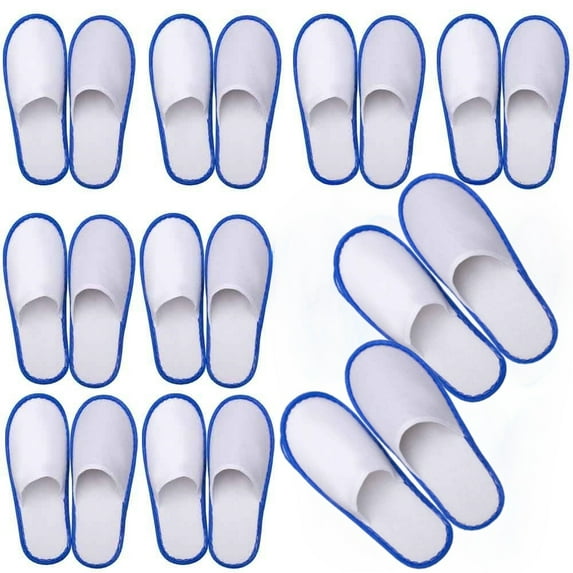 MODANU 10 Pairs Disposable Slippers Disposable House Slipper Spa Slippers Bulk Travel Toothpaste Convenient Hotel Slippers, Blue