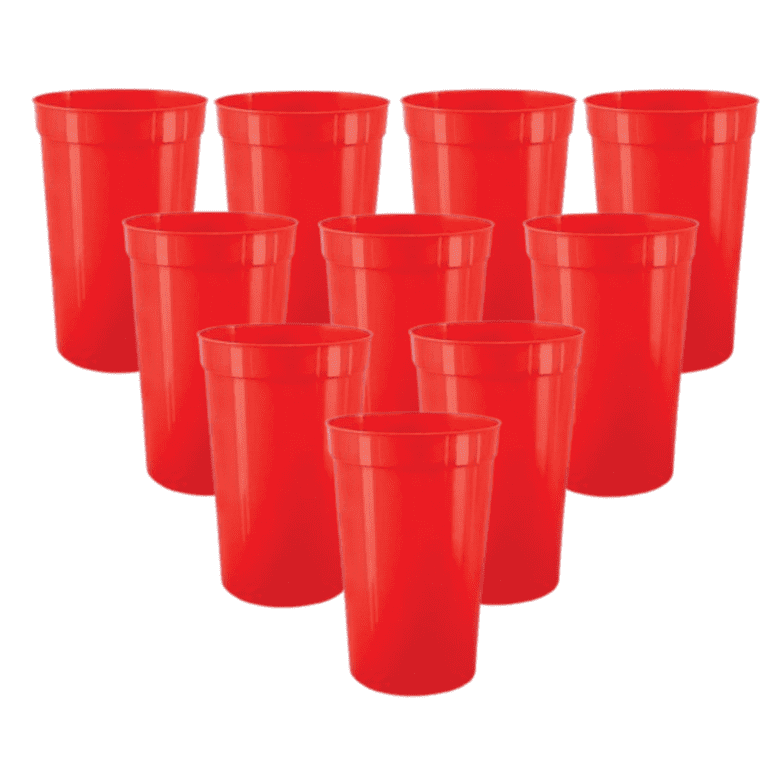 MODANU 10 Pcs Plastic Cups Bulk 16oz Reusable Stadium Tumbler Toddler Cups  for Wedding Picnics Christmas Thanksgiving Party Camping, Red