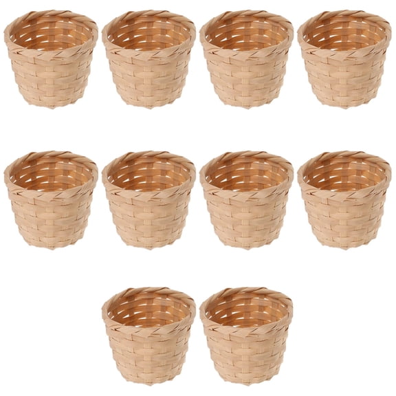 MODANU 10 Pcs Small Basket Desktop Small Flower Pot Wicker Basket Woven Basket Succulent Planters Basket Pencil Holder Desk Organizer for Desktop Storage