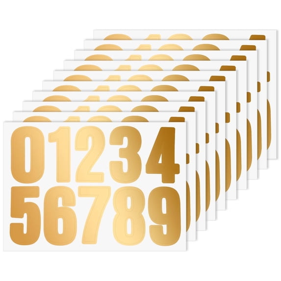 MODANU 10 Sheets Mailbox Numbers Stickers, 4 inch Waterproof Number Stickers for Outside, Reflective Mailbox Numbers for Doors Mailbox Address Number (Gold)