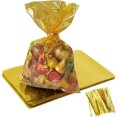 thumbnail image 1 of MODANU 100Pcs Cellophane Treat Bags with Twist Ties, 6x9 inch Cellophane Bags for Candy, Cookies Treats and Gifts, Party Supplies(Yellow), 1 of 9