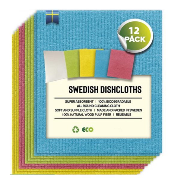 MODANU 12 Pcs Swedish Cleaning Cloths Highly Absorbent Dishcloths