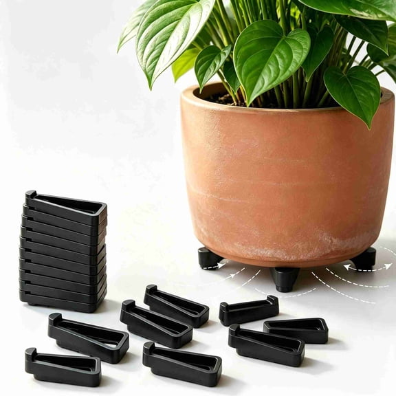 MODANU 12Pcs Pot Feet for Outdoor Planters, Plastic Plant Pot Feet, Invisible Flower Pots Risers Toes, Plant Risers for Pots Outdoor(Black)
