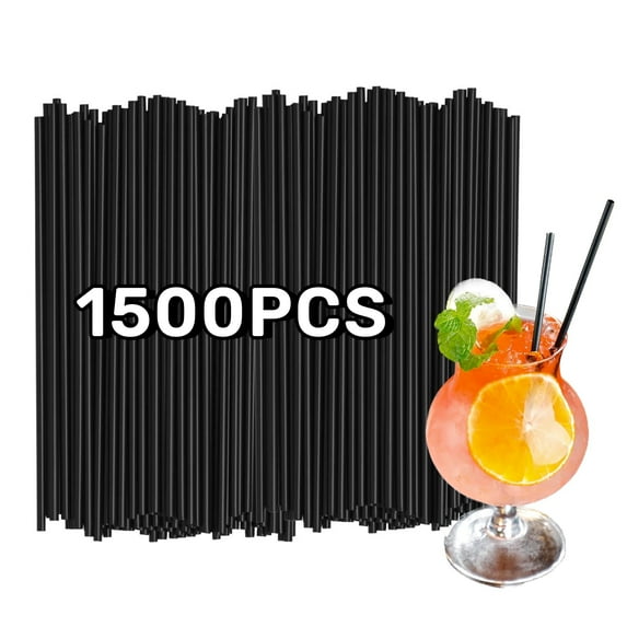 MODANU 1500 Pcs Plastic Straws Drinking Coffee Stirrers for Wedding Coffee Sip Stir Sticks for Cocktail Tea Chocolate Hot Water Cold Drinks Cups Travel Mugs Crafts Home Bars, 8.26 inch, Black