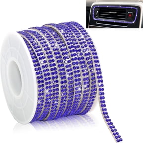 MODANU 16.4 Ft Rhinestone Ribbon Roll,0.4 CM Wide Diamond Ribbon for Car Interior,Light Pink Rhinestone Trim Self Adhesive,Shiny Gem Strips for DIY Crafts Art Party Decoration (Royal Blue)