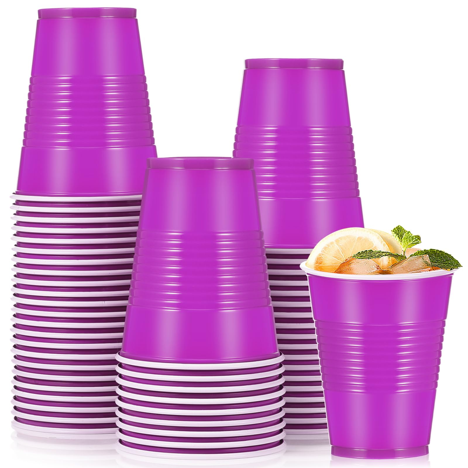 MODANU 16 Ounce Plastic Cups 50 Pcs Heavy Duty Drinking Cups Disposable Cups Party Cups Water