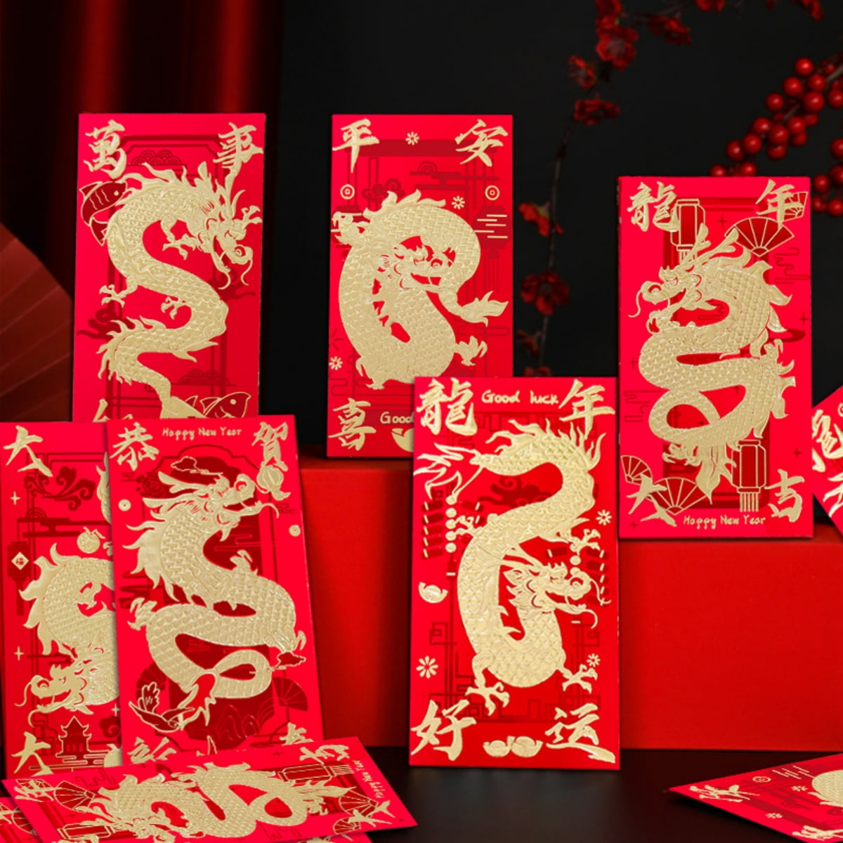 MODANU 18 Pcs Red Envelopes Chinese New Year Dragon 2024, Lunar New ...