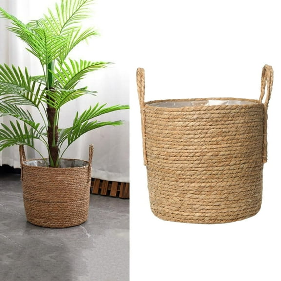 MODANU 1Pcs Woven Flower Basket 11.8inch Straw Weaving Basket Plant Flower Pots Cover Garden Plant Containers Wicker Rattan Vase Storage Bins Box Container Sundries Organizer