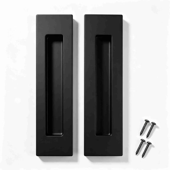MODANU 2 Pack 6 inch Recessed Finger Flush Pulls for Pocket Door Closet Door, Sliding Barn Door Handle, Brushed Black Stainless Steel Rectangular Door Pulls Hardware
