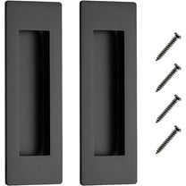 MODANU 2 Pack 6 inch Recessed Finger Flush Pulls for Pocket Door Closet Door, Sliding Barn Door Handle, Brushed Black Stainless Steel Rectangular Door Pulls Hardware