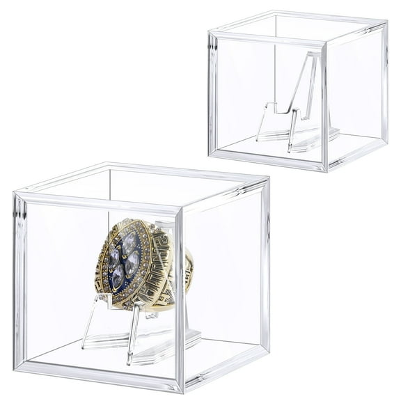 MODANU 2 Pack Championship Ring Display Case, 3.15" Acrylic Display Box and Holder for Super Bowl Rings, Championship Rings, and Baseball Rings for Collectors and Enthusiasts