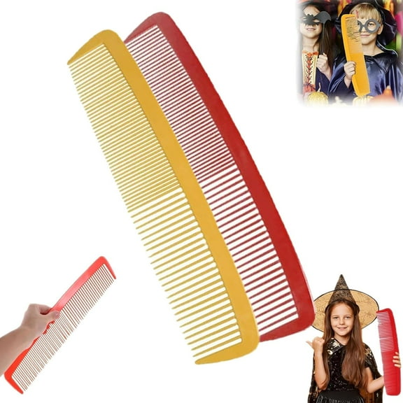 MODANU 2 Pack Giant Comb, Funny Huge Comb, Giant Man Big Comb Props, Jumbo Comb Prank Costume Combs for Women and Men (Red, Yellow)
