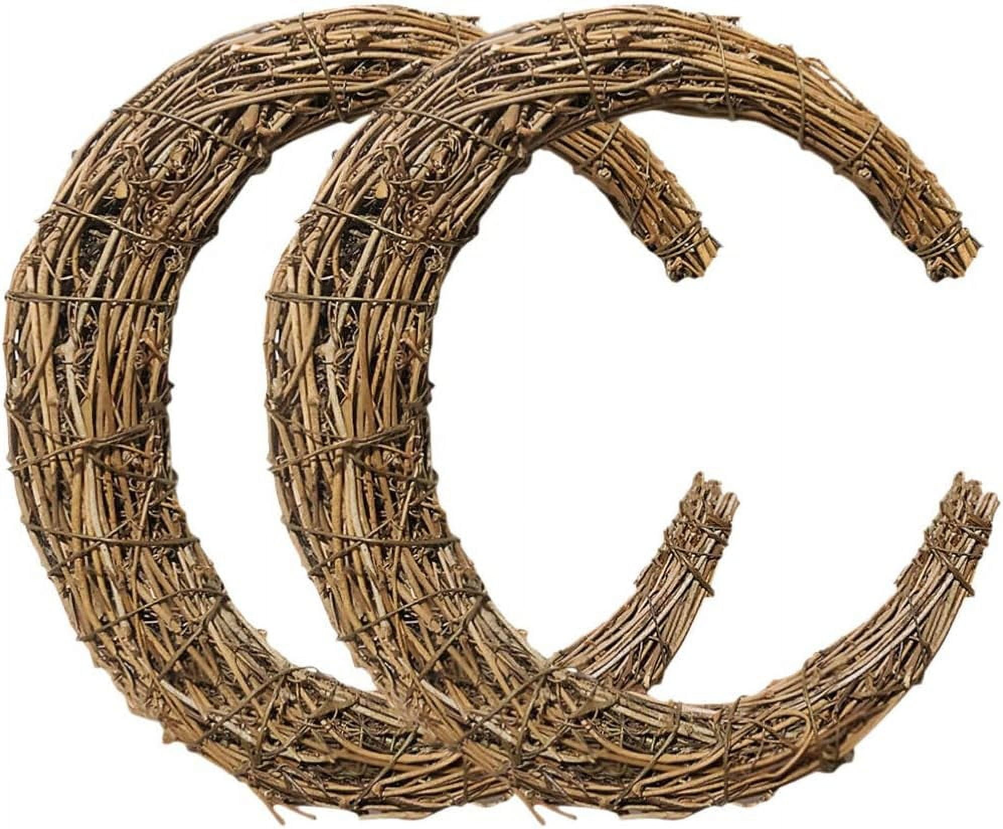 MODANU 2 Pack Natural Grapevine Wreath DIY Moon Shape Wreath Hoop Vine