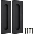thumbnail image 1 of MODANU 2 Pack Recessed Flush Handles Oval Sliding Door Pulls Dresser Recessed Finger Pulls Stainless Steel Flush Door Handles 6" Length Recessed Sliding Pulls, Brushed Black, 1 of 9