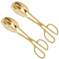 MODANU 2 Pack Serving Tongs Buffet for Kitchen Cooking, 10 " Stainless Steel Salad Tongs Serving Utensils for Wedding Party Catering Kitchen (Gold)
