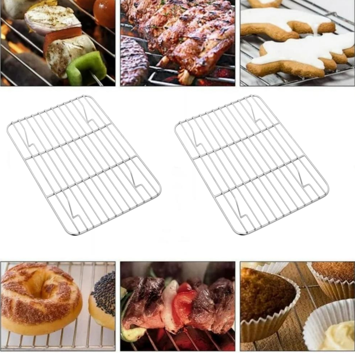 MODANU 2 Pack Stainless Steel Cooling Rack Metal Baking Rack for Baking Sheet Oven Safe up to 575F Dishwasher Safe and Rust Free 9.7 x 7.3 x