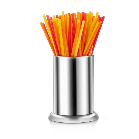 MODANU Straw Holder Dispenser Stainless Steel Coffee Stirrers Holder Kitchen Utensil Organizer for Commercial and Home Use