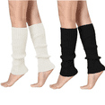 thumbnail image 1 of MODANU 2 Pairs Leg Warmer, 80s Goth Calf Sleeves Ice Skate Socks Ankle Warm Socks for Girls Women Dance Figure Skating Yoga (White+Black), 1 of 9