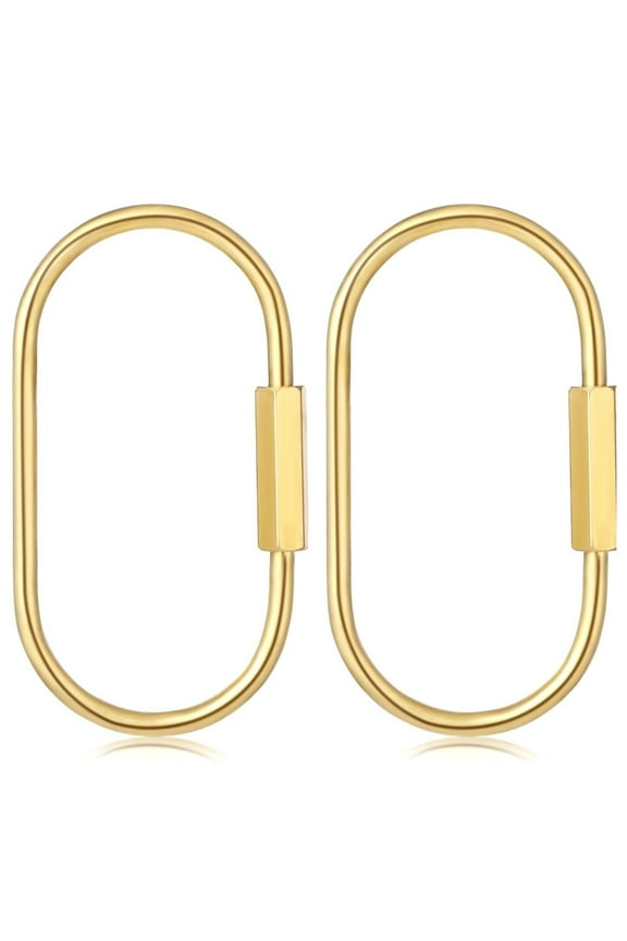 2 Pcs Brass Key Ring Gold Screw Lock Clip Key Ring Chain Durable Simple Brass Keychain Holder, 2.36 x 1.22 inch