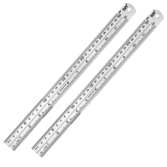 MODANU 2 Pcs Metal Ruler 12inch Stainless Steel Metric Ruler Centimeters Straight Edge Machinist Ruler Metric Precision Measurement Drawing Ruler Drafting Tools for Students Machinist