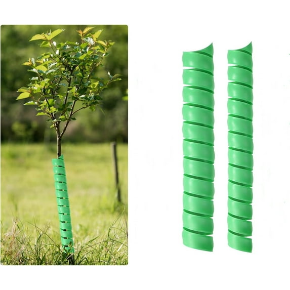MODANU 2 Pcs Tree Trunk Protector 2 Size Plastic Spiral Tree Guard Plastic Tree Guards Corrugated Tree Tubes Tree Wraps to Protect Saplings Plants from Animals Mowers Trimmers, Green