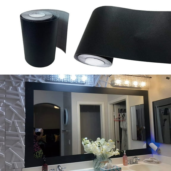 MODANU 2 Rolls Black Wood Grain 3D Wallpaper Border Plastic Wall Covering Kitchen Bathroom Bedroom Tiles Decor Sticker, 3.94 inches x 16.4 feet