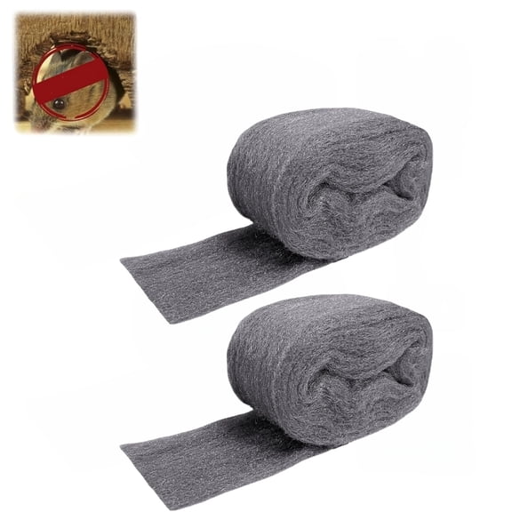 MODANU 2 Rolls Steel Wool Roll, 3in x 13ft Steel Wool Fill Fabric Roll, Coarse Wire Wool Hardware Cloth DIY Kit, Gap Blocker for Holes Wall Cracks Vents in Garden House Garage