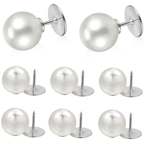 MODANU 20 Pcs Pearl Buttons 0.47" No Sew Easy Brooch Button Removable Reusable for Shirt Coat Dress Crafts Clothes Buttons, White