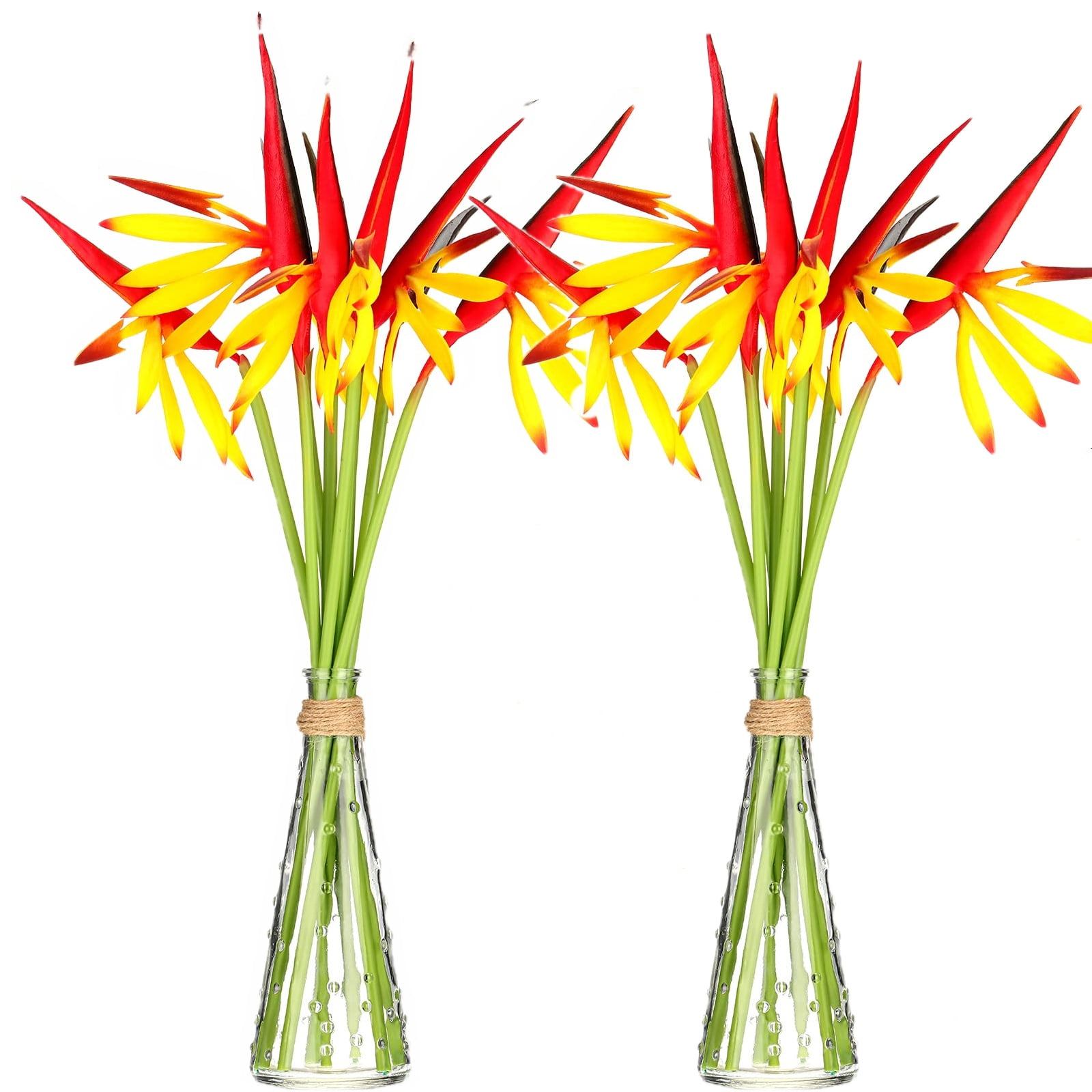 MODANU 20Pcs Bird of Paradise Greenery Plants, 22" Artificial Flowers Large Elegant Flowers Faux Flowers Bouquet Suitable for DIY Home Decor Party Theme Display (Yellow)