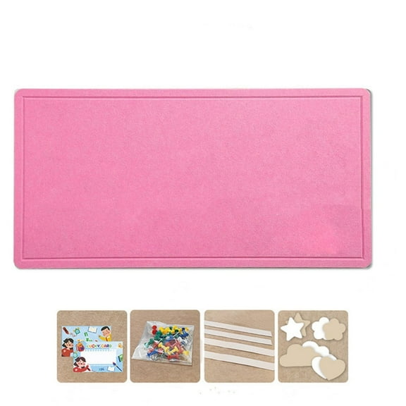 MODANU 23.6 x 15.7" Large Felt Bulletin Board Decorative Picture Framed Display Board with 30 Push Pins for School, Home, Kitchen & Office Walls, Pink