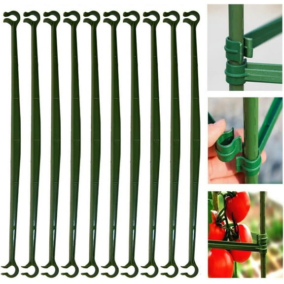 MODANU 24 Pcs Expandable Trellis Connectors-11.8 inch Stake Arms for Tomato Cage with 2 Buckles for Tomato Cage Attach 11mm Diameter Plant Stakes, Green