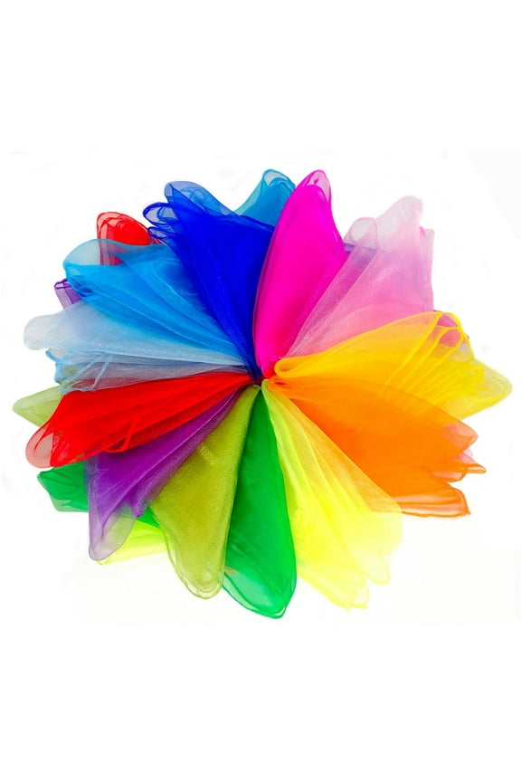 24 Pcs Juggling Scarves for Kids Play Dance Music Scarfs Colorful Silk Actives Scarves Rhythm Band Scarves for Toddlers Children Movement(6 Assorted Colors)