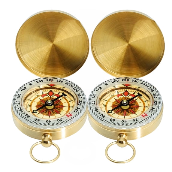 MODANU 2Pcs Camping Survival Compass, Portable Metal Compass Kids Compass for Hiking Camping Hunting Outdoor Military Navigation Tool
