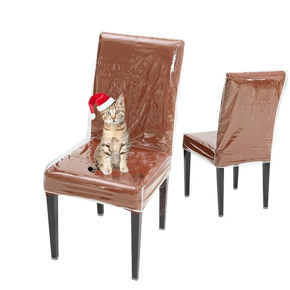MODANU 2Pcs Clear Plastic Chair Covers Cat/Dog Bite Resistant Dining Chair Covers, Clear Waterproof Chair Cover Used for Home Office Hotel(21 x 18 x 23in)