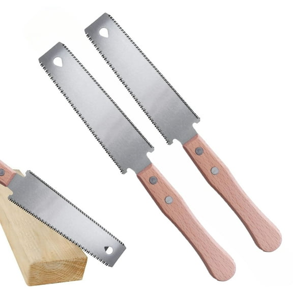 MODANU 2Pcs Hand Saw, 6inch Japanese Pull Saw Double-sided Fine Teeth Wood Saw for Hardwood & Softwood Woodworking Trim (15/17TPI)