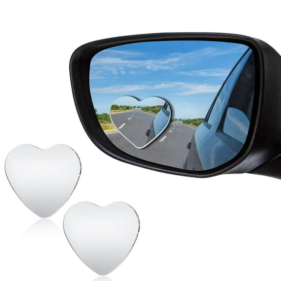 MODANU 2Pcs Heart Shaped Blind Spot Mirrors, Car Side Mirror Blind Spot with Adjustable Angle, Universal Fit Stick-On Rear View, Blind Spot Mirror Accessories for Cars, SUVs, Trucks