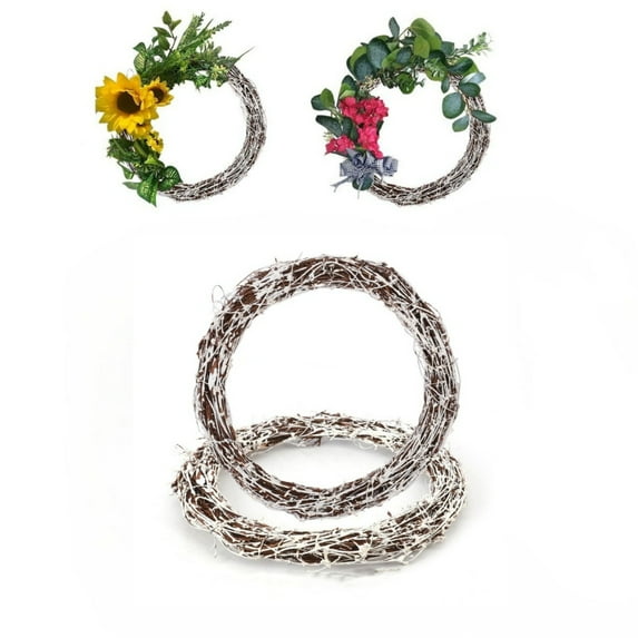 MODANU 2Pcs Natural Grapevine Wreath, 12" Hand-Woven Vine Branch Wreaths for DIY Crafts, Christmas Decorations, Home & Event Styling(White)
