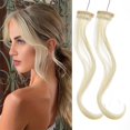 thumbnail image 1 of MODANU 2Pcs Side Air Bangs, 13in Clip in Bangs Front Side Bangs Set, Bangs Hair Clip on Fringe Bangs with Temples Synthetic Long Dragon Beard Bangs Hair, Light Blonde, 1 of 5