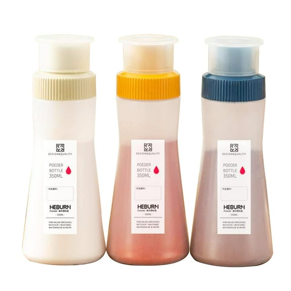 MODANU 3 Pack Plastic Powder Shaker with Lid, 11.8oz/350ml Uniform Discharge Hole Shaker, for Sifter Cocoa,Cinnamon Powder, Icing Sugar,Chocolate Coffee (White)