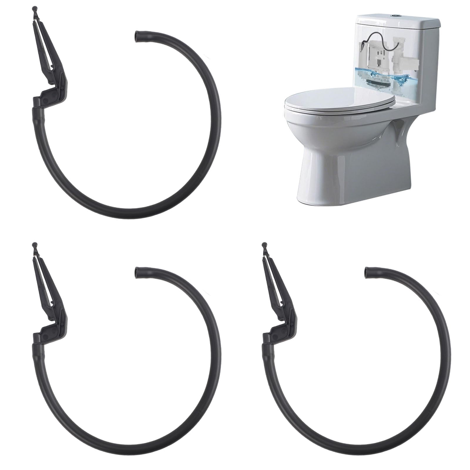 3-Piece Toilet Refill Tube & Clip Replacement Kit – Fits 100, 200, 200A, And 400-Type Inlet Valves, Easy Install, Leak-Proof Plastic