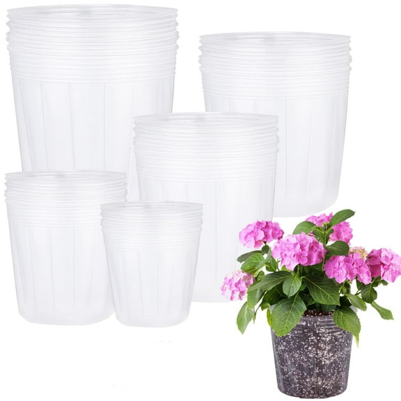 MODANU 30 Pcs Plant Nursery Pots,Transparent Plastic Gardening Pot,Soft Clear Plastic Planter with Drainage Hole for Seedling Succulent Vegetable, 2.5/3/4/4.5/5 Inch