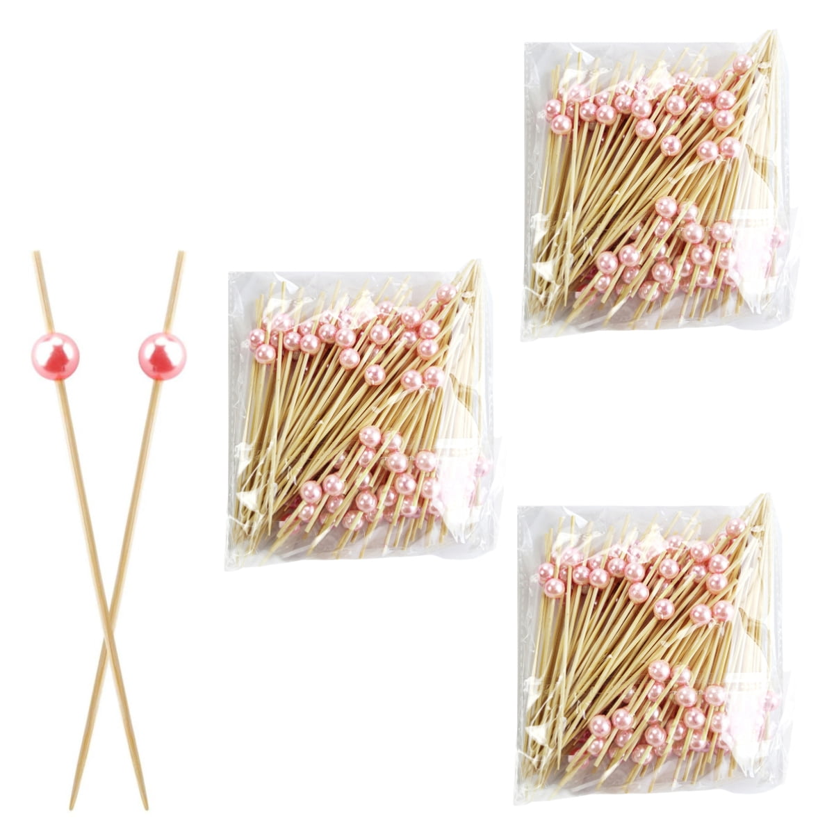 300 PCS Pink Pearl Toothpicks - 4.7 Inch Long Appetizer Picks For Charcuterie, Cocktails & Parties