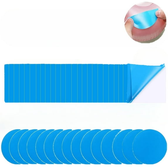MODANU 30Pcs Self-Adhesive Pool Patches, Round and Square Vinyl Pool Liner Patch, Repair Kit, Repair Pool Patches for Water Bed, Inflatable Sofas/Pools (Blue)