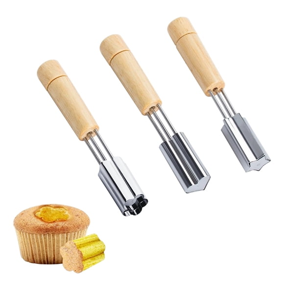 MODANU 3Pcs Stainless Steel Cupcake Corer Baking Tools, 3 Shapes Filler Tools, Kitchen Cookie Baking Filling and Decorating Cupcake Accessories for Home Kitchen