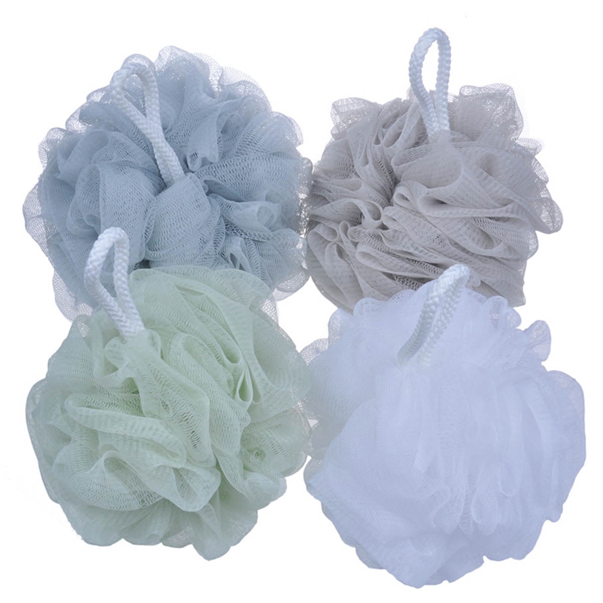 MODANU 4 Pack Large Mesh Loofah Sponge Bath Pouf Puff Shower Mesh ...