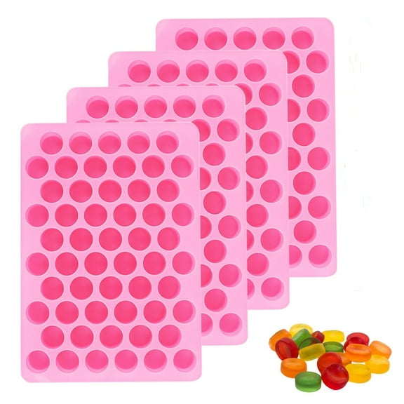 MODANU 4 Pcs Gummy Molds Silicone for Keto Snacks, 55-Cavity Round Shape Mold for Apple Cider Vinegar Gummies Candy Making Supplies, Pink