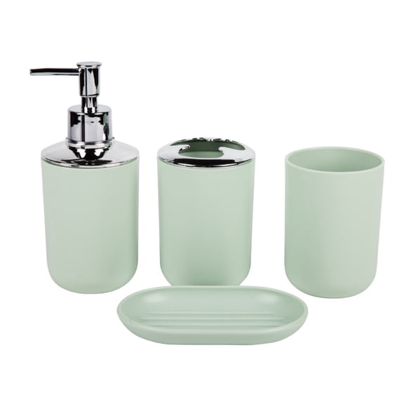 MODANU 4 Piece Bathroom Accessory Set Luxury Bath Accessories Bath Set Lotion Bottles,Toothbrush Holder, Tooth Mug, Soap Dish, Green