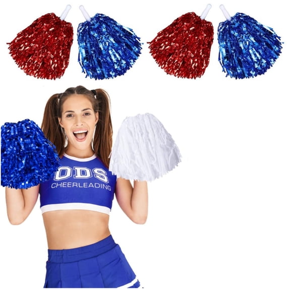 MODANU 4Pcs Cheerleading Pompoms Colorful Balls Cheerleading Costume Accessories Suitable for Party Dance Sports(Red Blue)